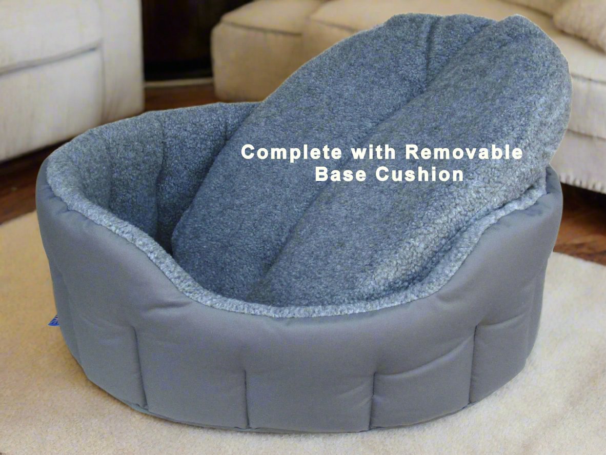 Premium Oval Bolster Style Heavy Duty Fleece Lined Machine Washable Dog Bed