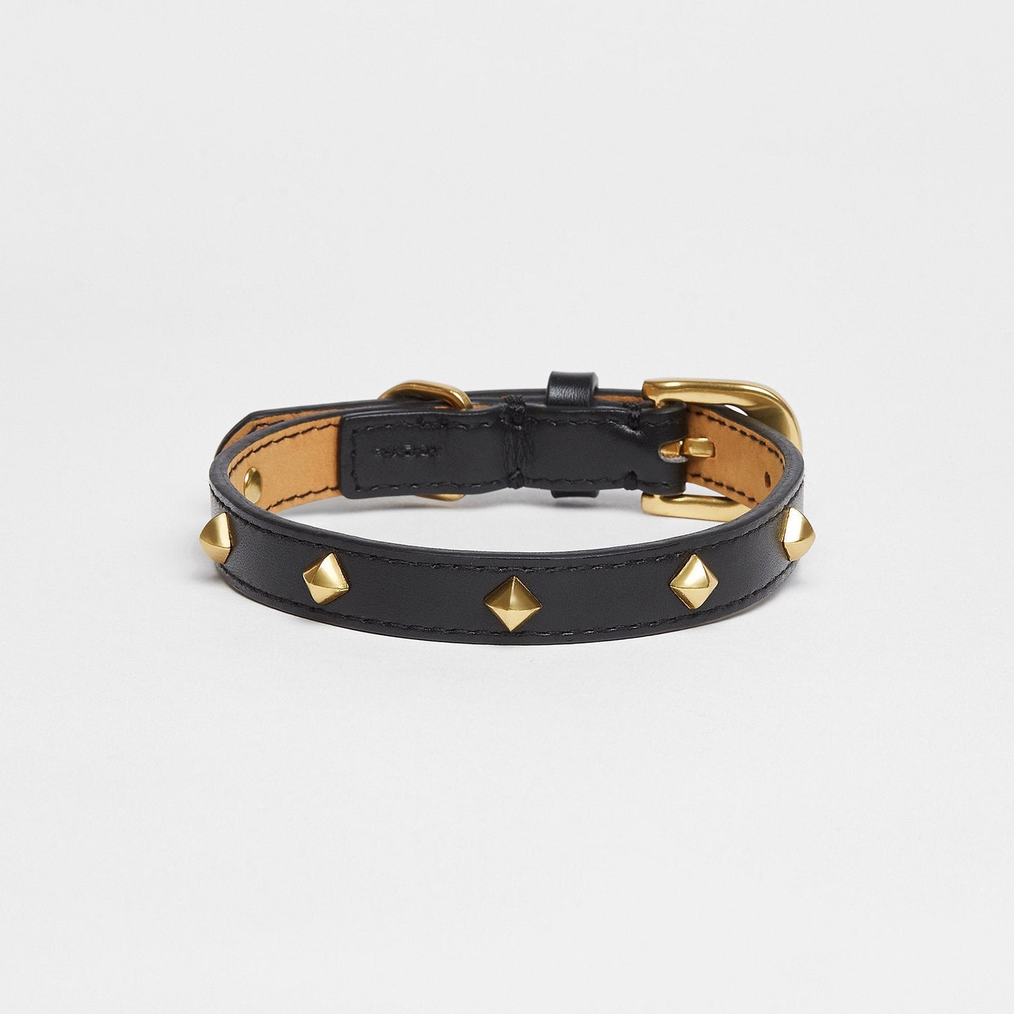 Golden Rivet Leather Collar (Black)