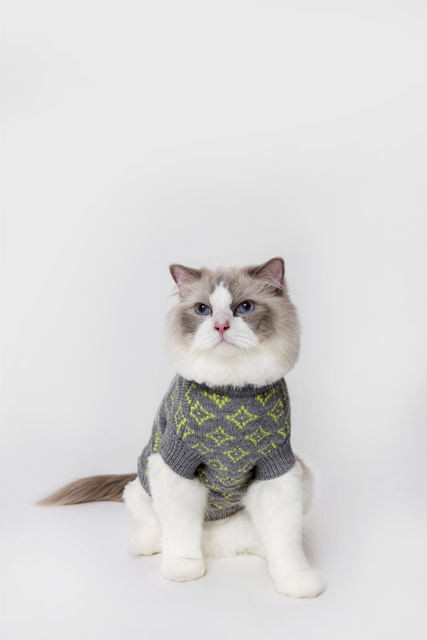 Rhombic Jacquard Short Sleeveless Jumper