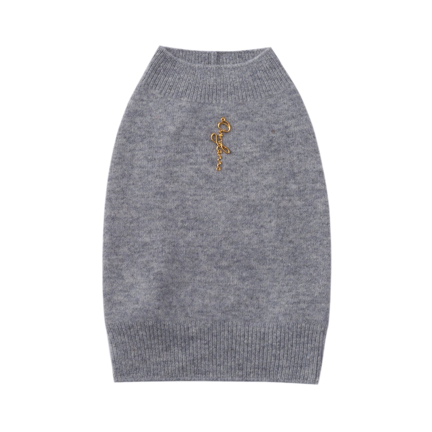 Sleeveless Jumper with Golden Metal Logo