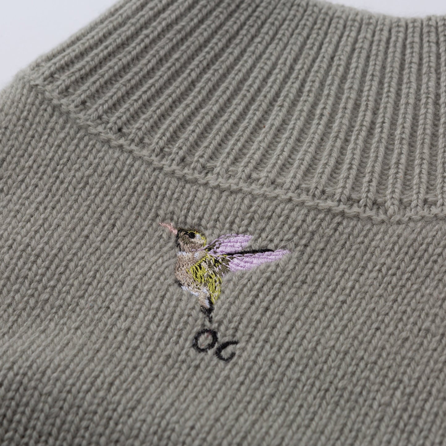 Turtleneck  Long Sleeve Jumper with Embroidey Bird