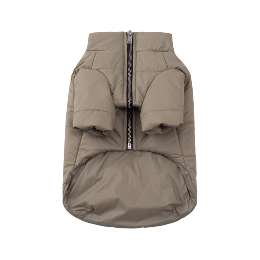 Zip Up Puffer Jacket with Golden Logo