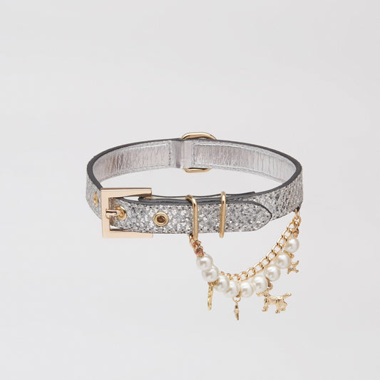 Glitter Collar with Pearl (Silver)